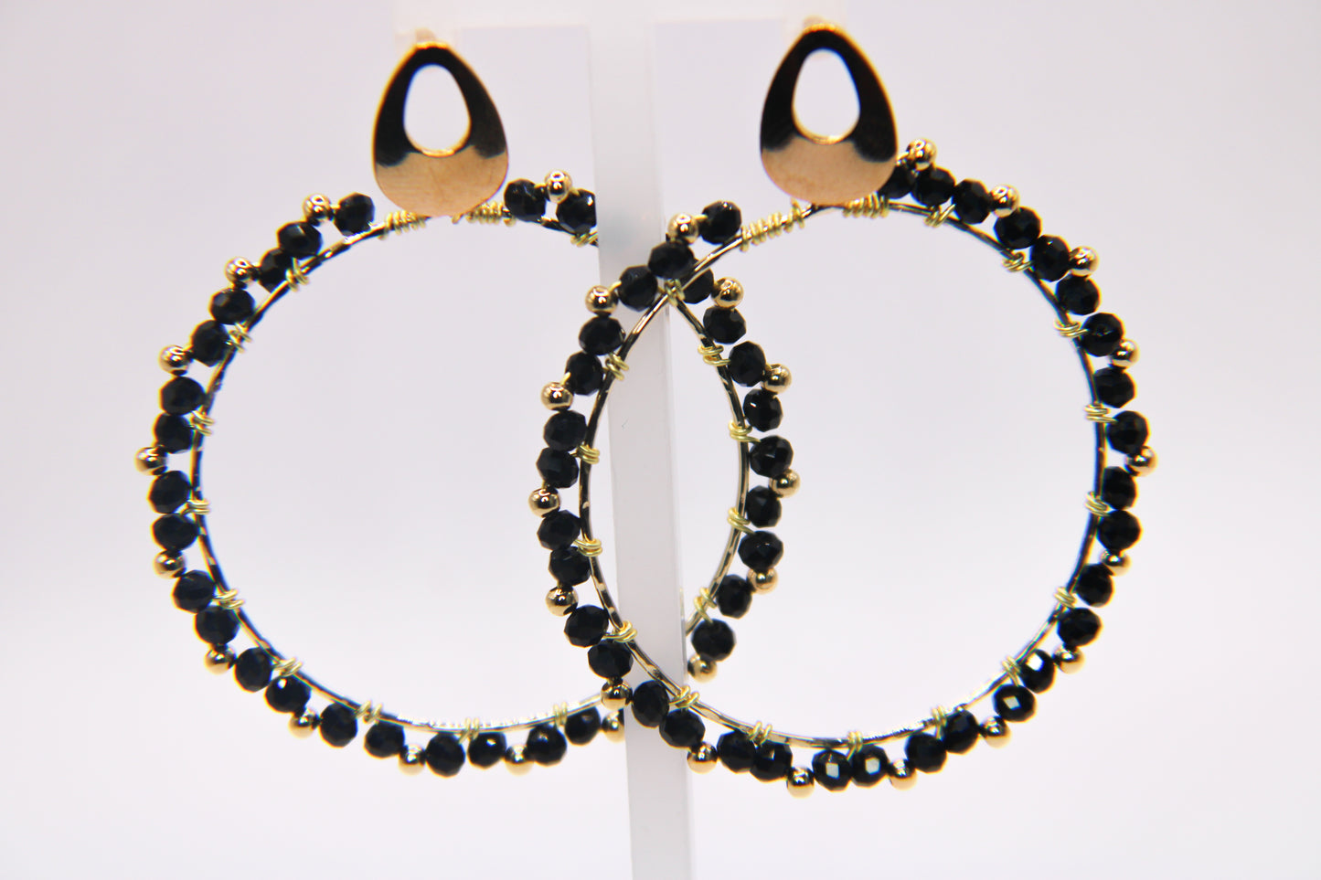 "Luminous Loops" Large Crystal Beaded Earrings