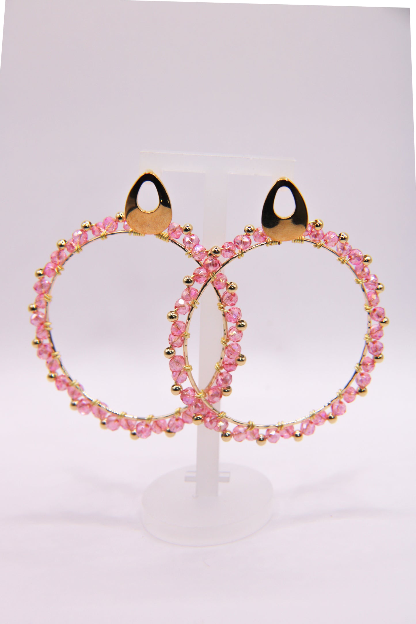 "Luminous Loops" Large Crystal Beaded Earrings